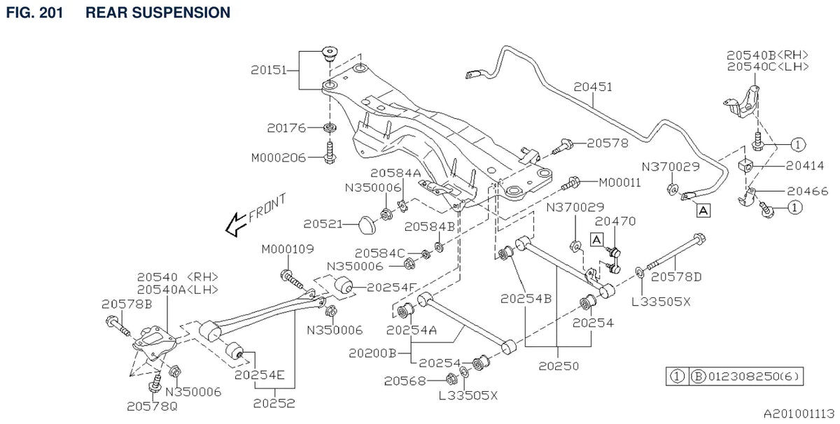 Vista explodida do Catálogo de Peças Subaru Forester 2002-2007 — exemplo 3