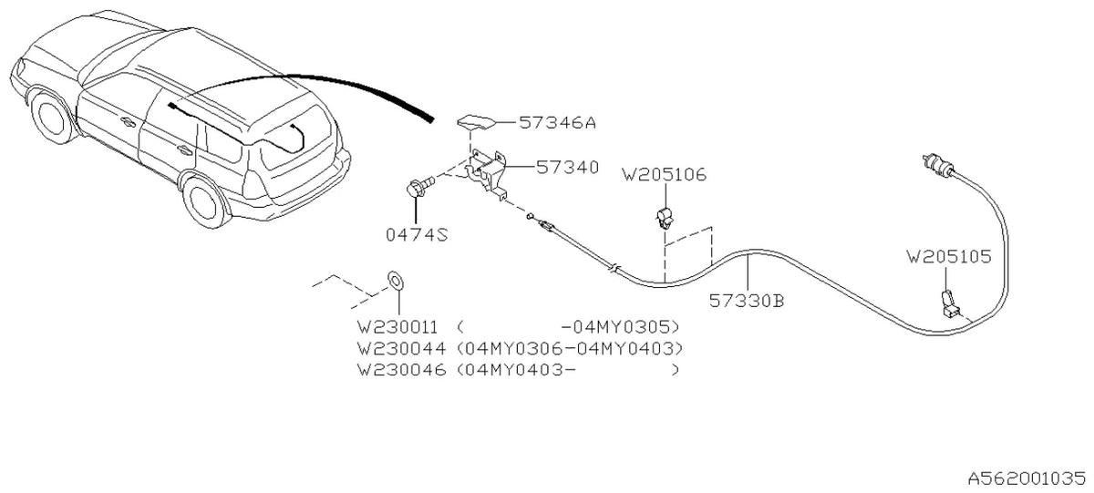 Vista explodida do Catálogo de Peças Subaru Forester 2002-2007 — exemplo 4