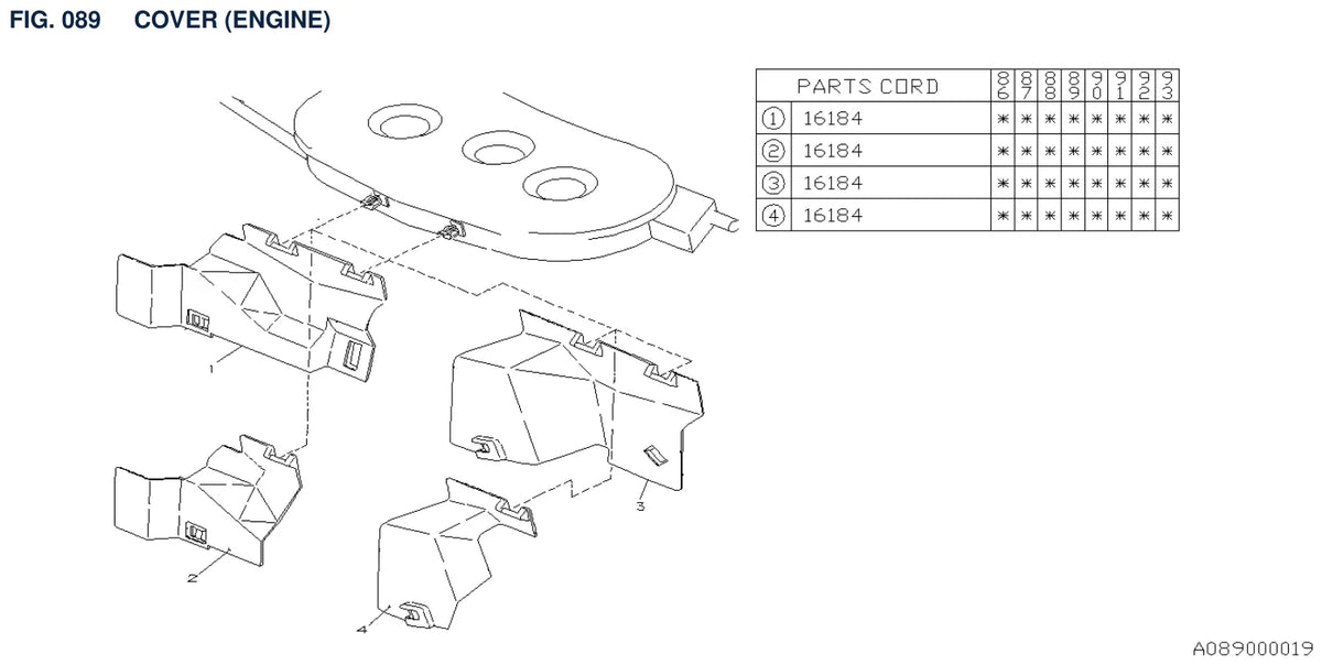Vista explodida do Catálogo de Peças Subaru L Series 1985-1994 — exemplo 1