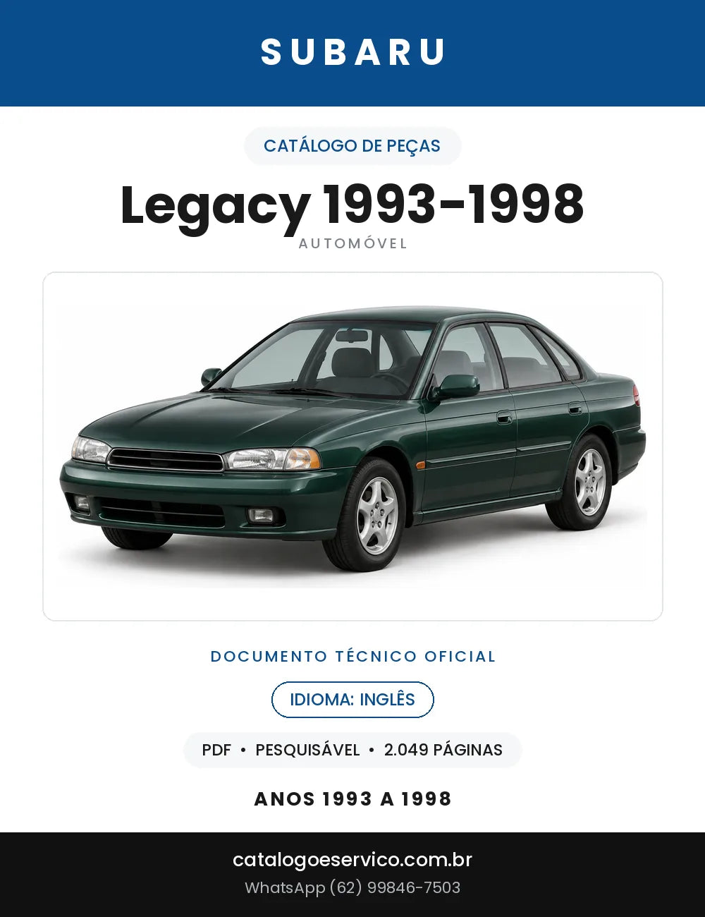 Capa do Catálogo de Peças Subaru Legacy 1993-1998