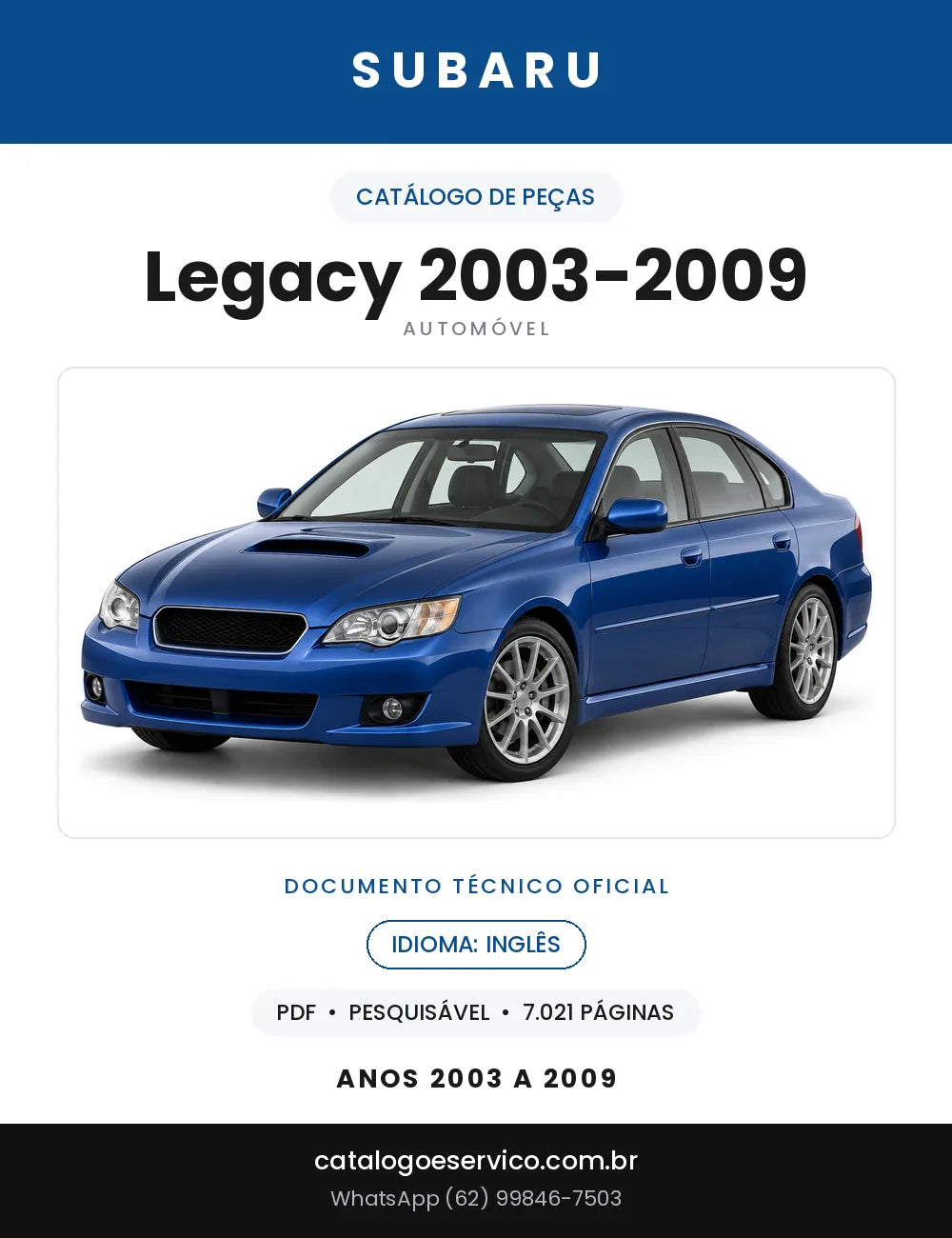 Capa do Catálogo de Peças Subaru Legacy 2003-2009