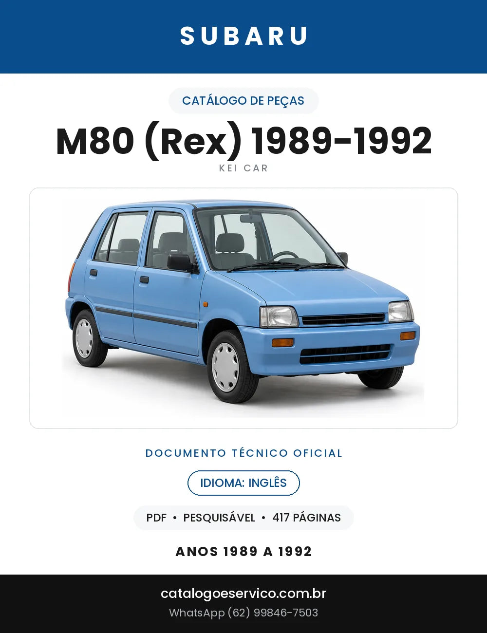 Capa do Catálogo de Peças Subaru M80 (Rex) 1989-1992