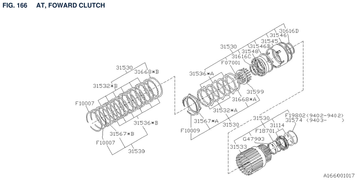 Vista explodida do Catálogo de Peças Subaru SVX 1993-1996 — exemplo 2