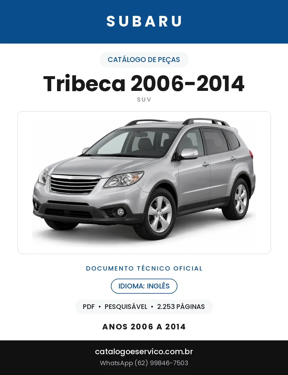 Capa do Catálogo de Peças Subaru Tribeca 2006-2014