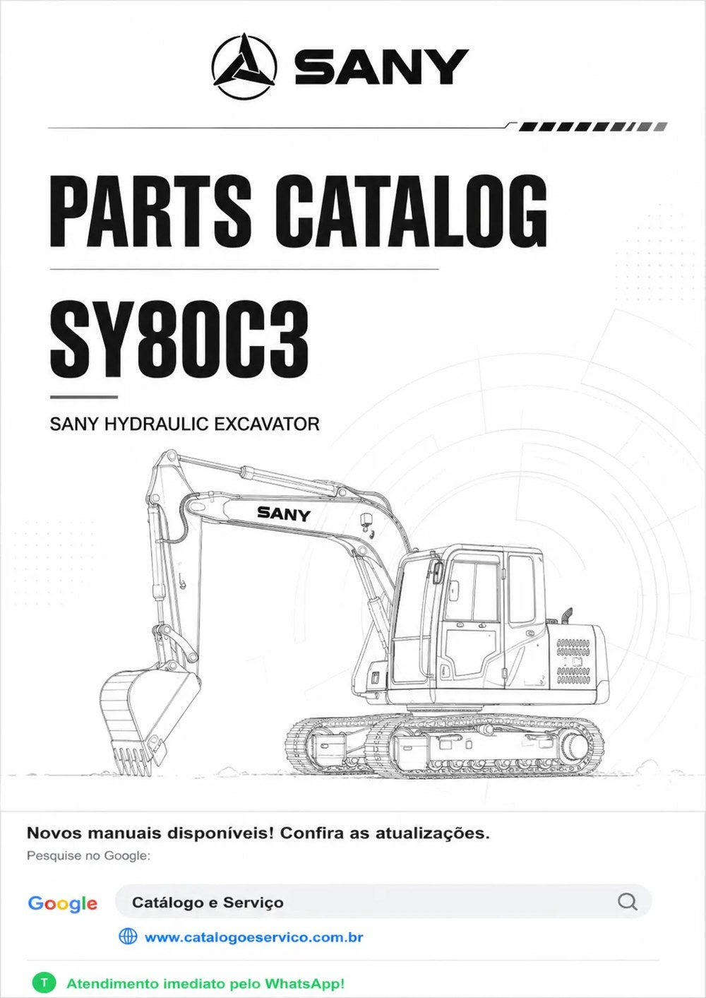 Catálogo de Peças SY80C3 Sany Escavadeira Hidráulica