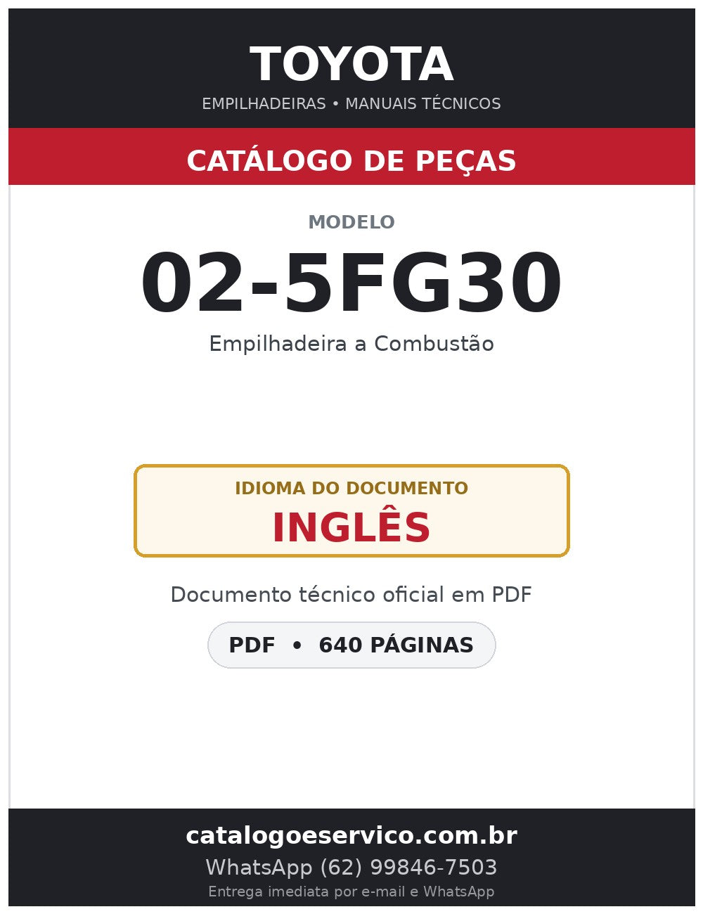 Catálogo de Peças Toyota 02-5FG30 Empilhadeira a Combustão