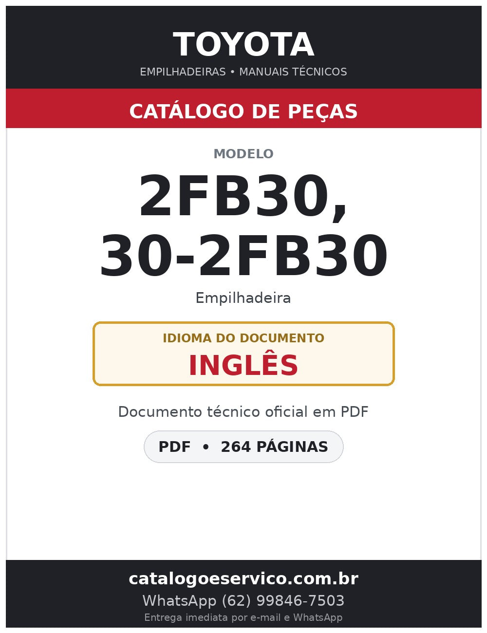 Catálogo de Peças Toyota 2FB30, 30-2FB30 Empilhadeira