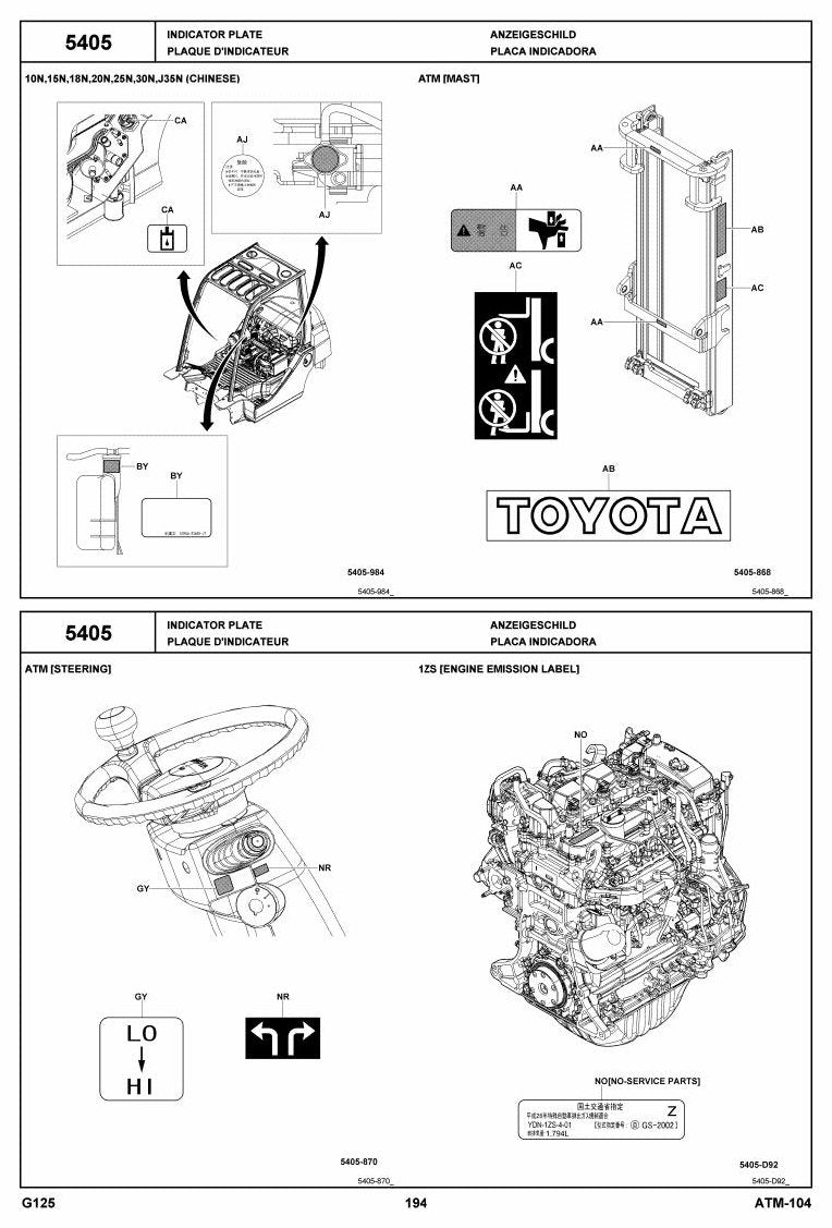 Catálogo de Peças Toyota 32-8FG10,15,18,20,25,30, 32-8FGJ35, 32-8FGK20,K25,K30 Empilhadeira a Combustão — vista explodida 4