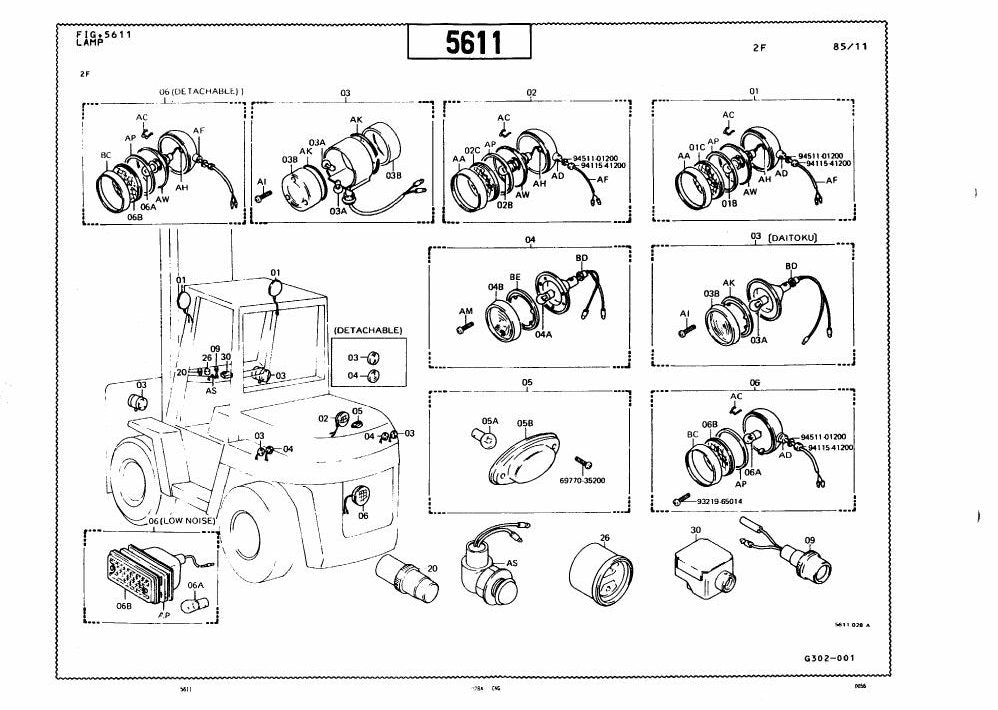 Catálogo de Peças Toyota 3FD50,60 Empilhadeira a Combustão — vista explodida 2