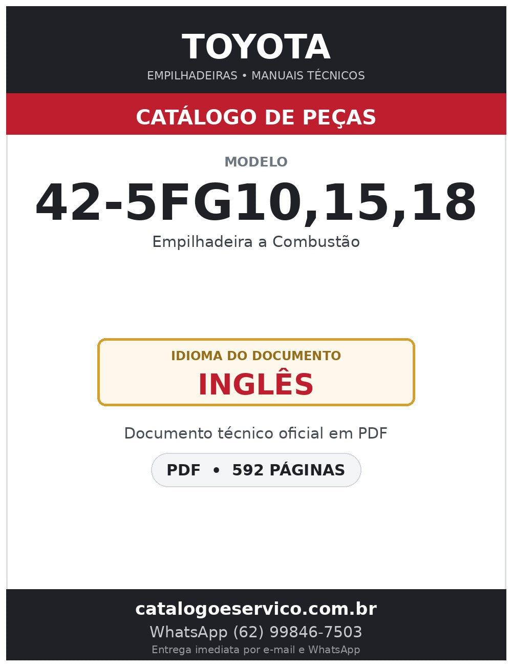 Catálogo de Peças Toyota 42-5FG10,15,18 Empilhadeira a Combustão