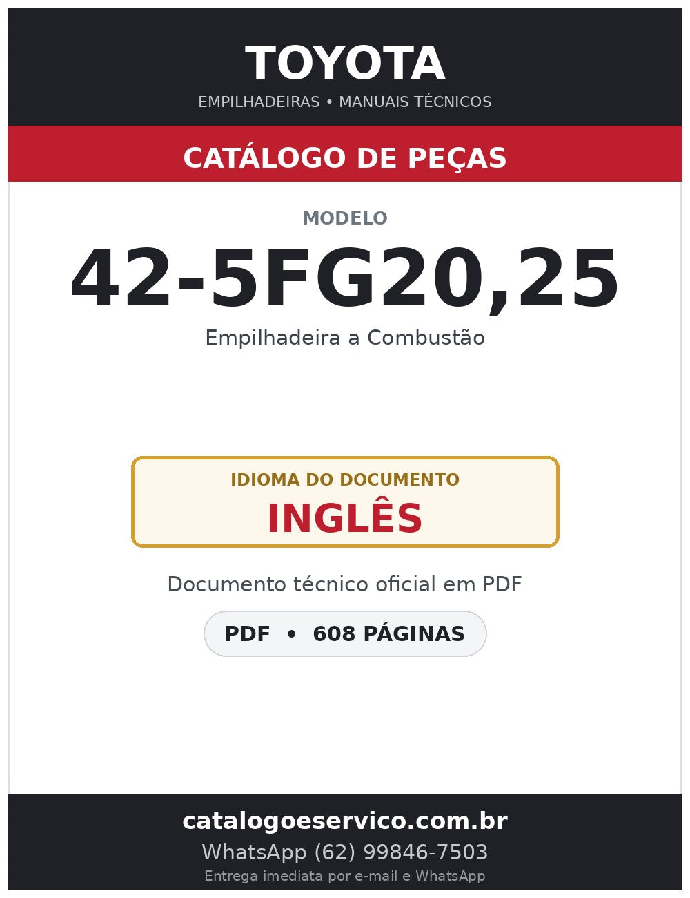 Catálogo de Peças Toyota 42-5FG20,25 Empilhadeira a Combustão