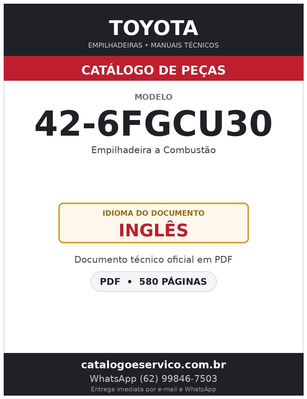 Catálogo de Peças Toyota 42-6FGCU30 Empilhadeira a Combustão