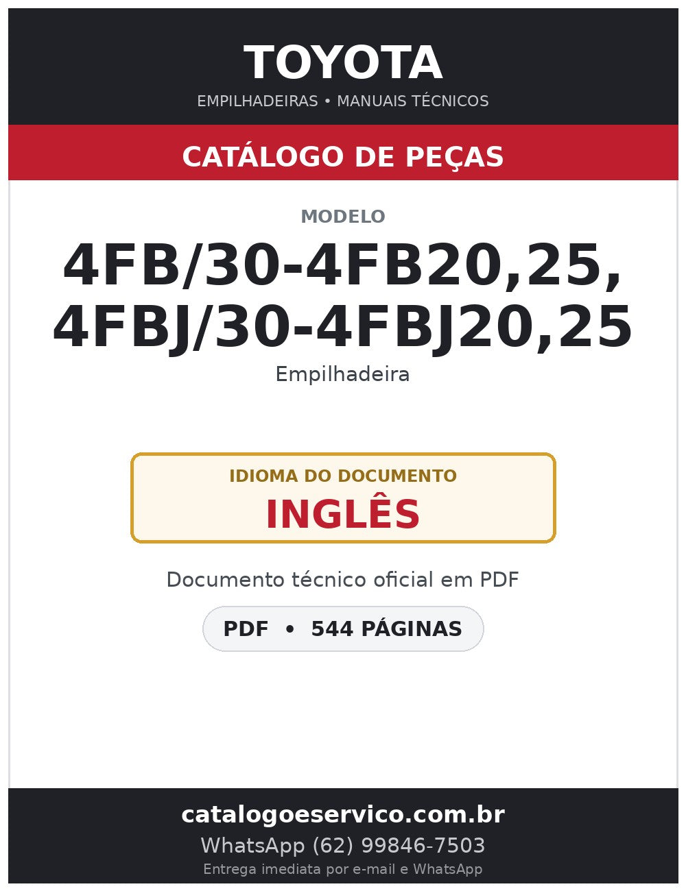 Catálogo de Peças Toyota 4FB/30-4FB20,25, 4FBJ/30-4FBJ20,25 Empilhadeira