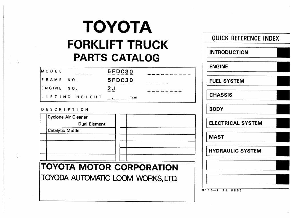 Catálogo de Peças Toyota 5FDC30 Empilhadeira a Combustão — vista explodida 4