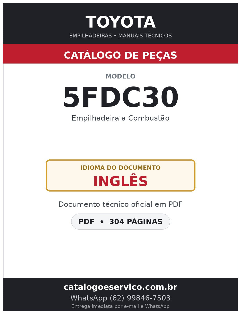Catálogo de Peças Toyota 5FDC30 Empilhadeira a Combustão