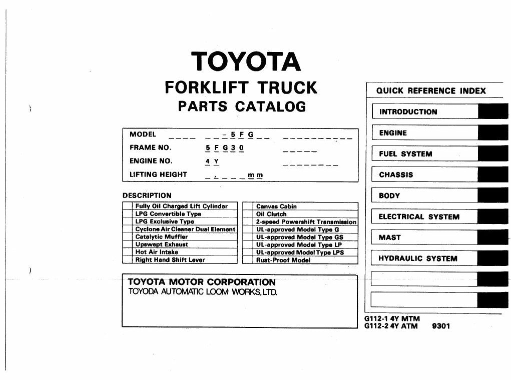 Catálogo de Peças Toyota 5FG28,30 Empilhadeira a Combustão — vista explodida 2