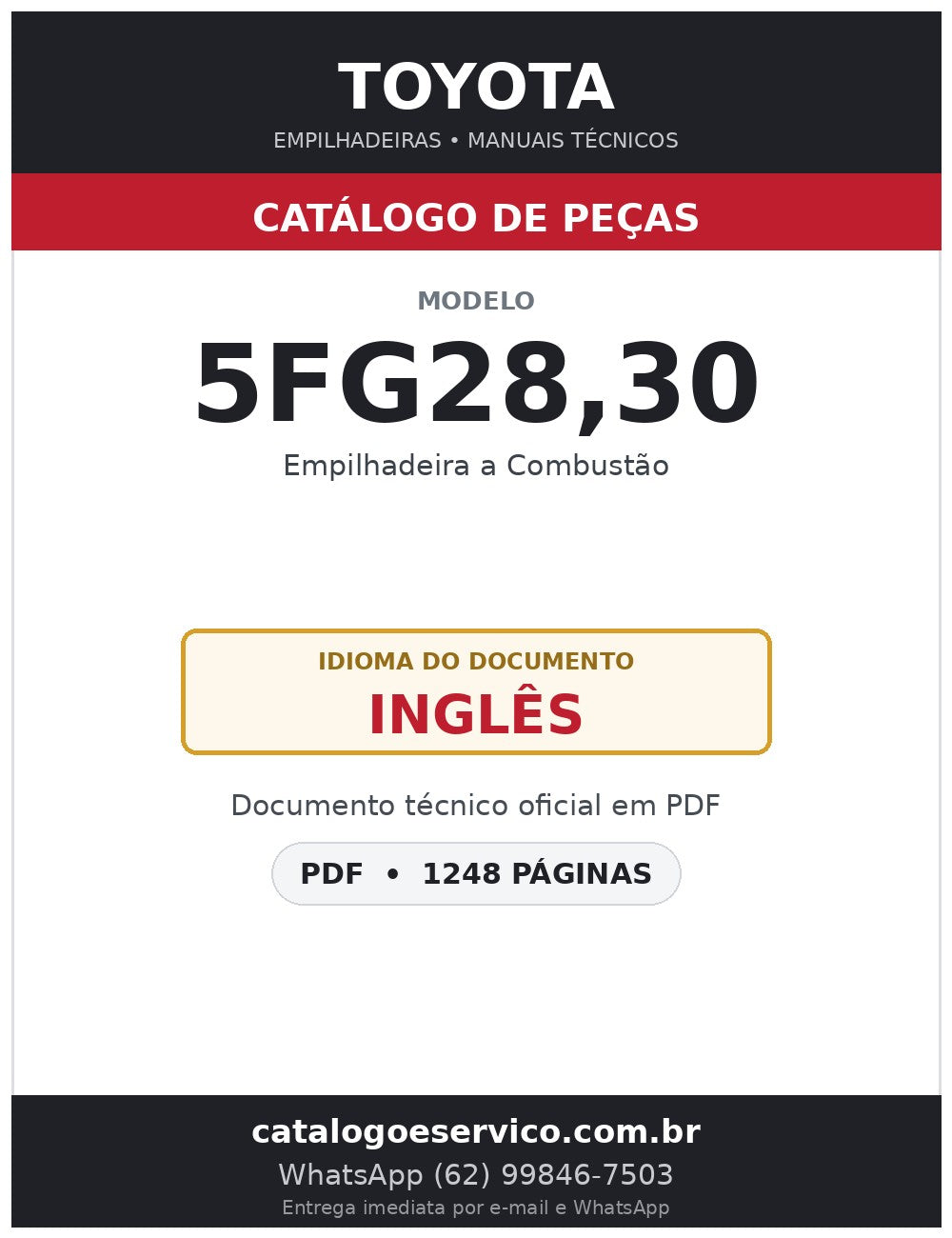 Catálogo de Peças Toyota 5FG28,30 Empilhadeira a Combustão