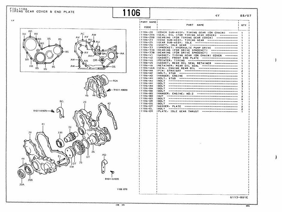 Catálogo de Peças Toyota 5FGC10,13,15 Empilhadeira a Combustão — vista explodida 1