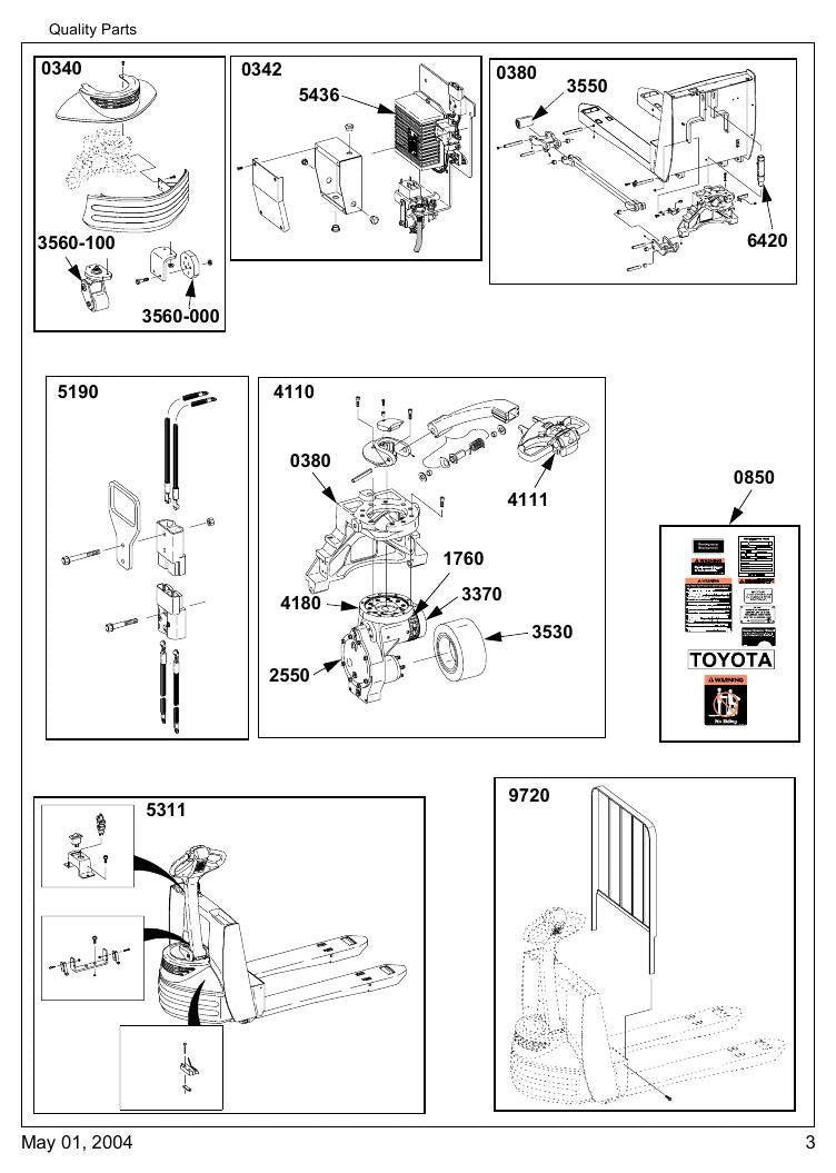 Catálogo de Peças Toyota 6HBW23 Transpaleteira Elétrica — vista explodida 3