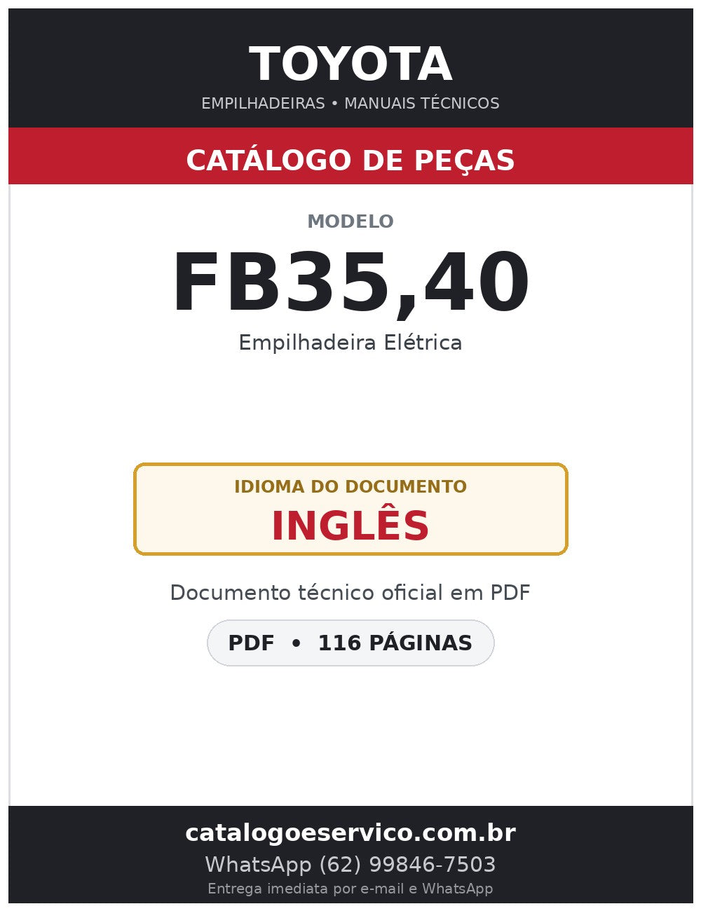Catálogo de Peças Toyota FB35,40 Empilhadeira Elétrica