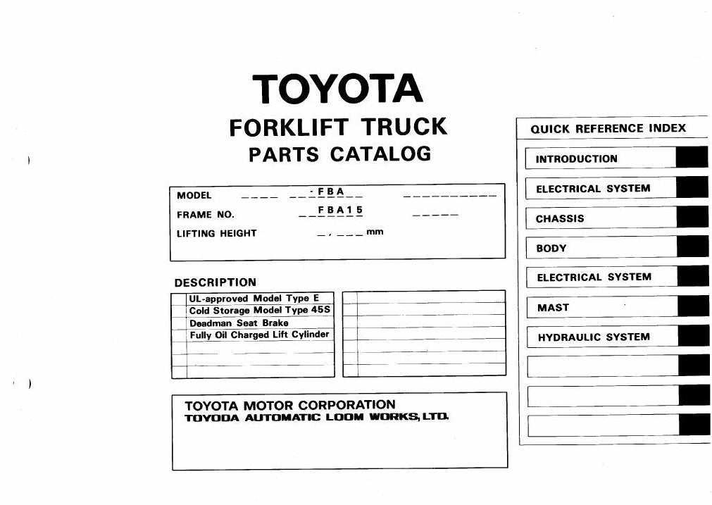 Catálogo de Peças Toyota FBA10,15, 20-FBA10,15, 30-FBA10,15 Empilhadeira Elétrica — vista explodida 3