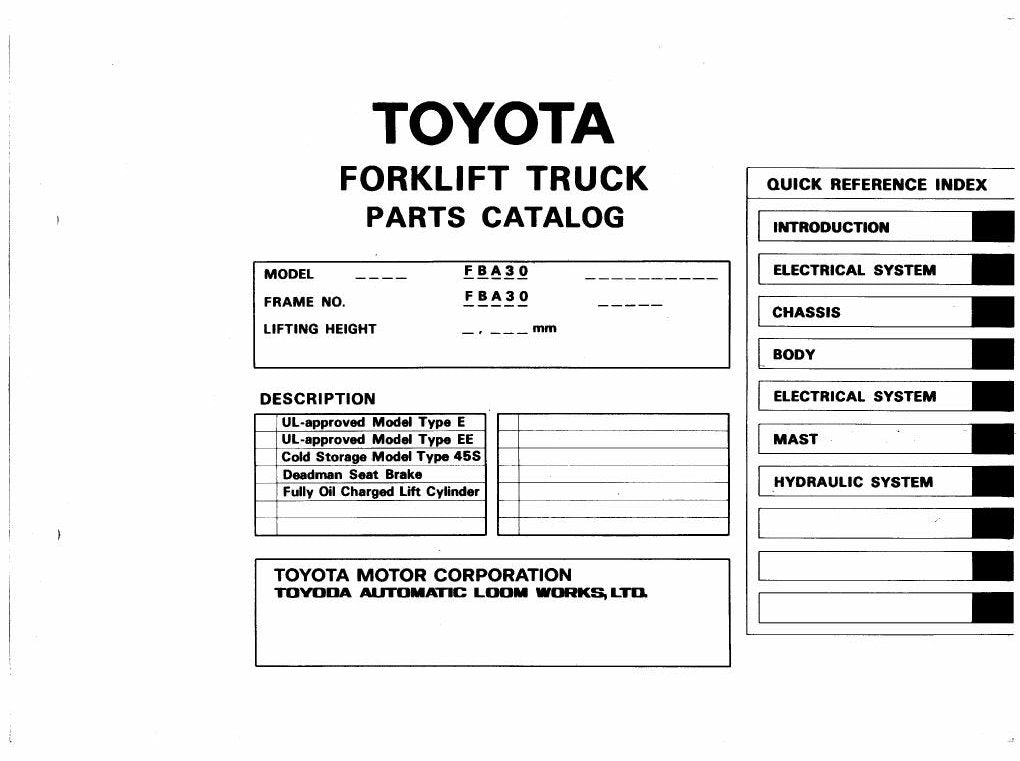 Catálogo de Peças Toyota FBA30 Empilhadeira Elétrica — vista explodida 2