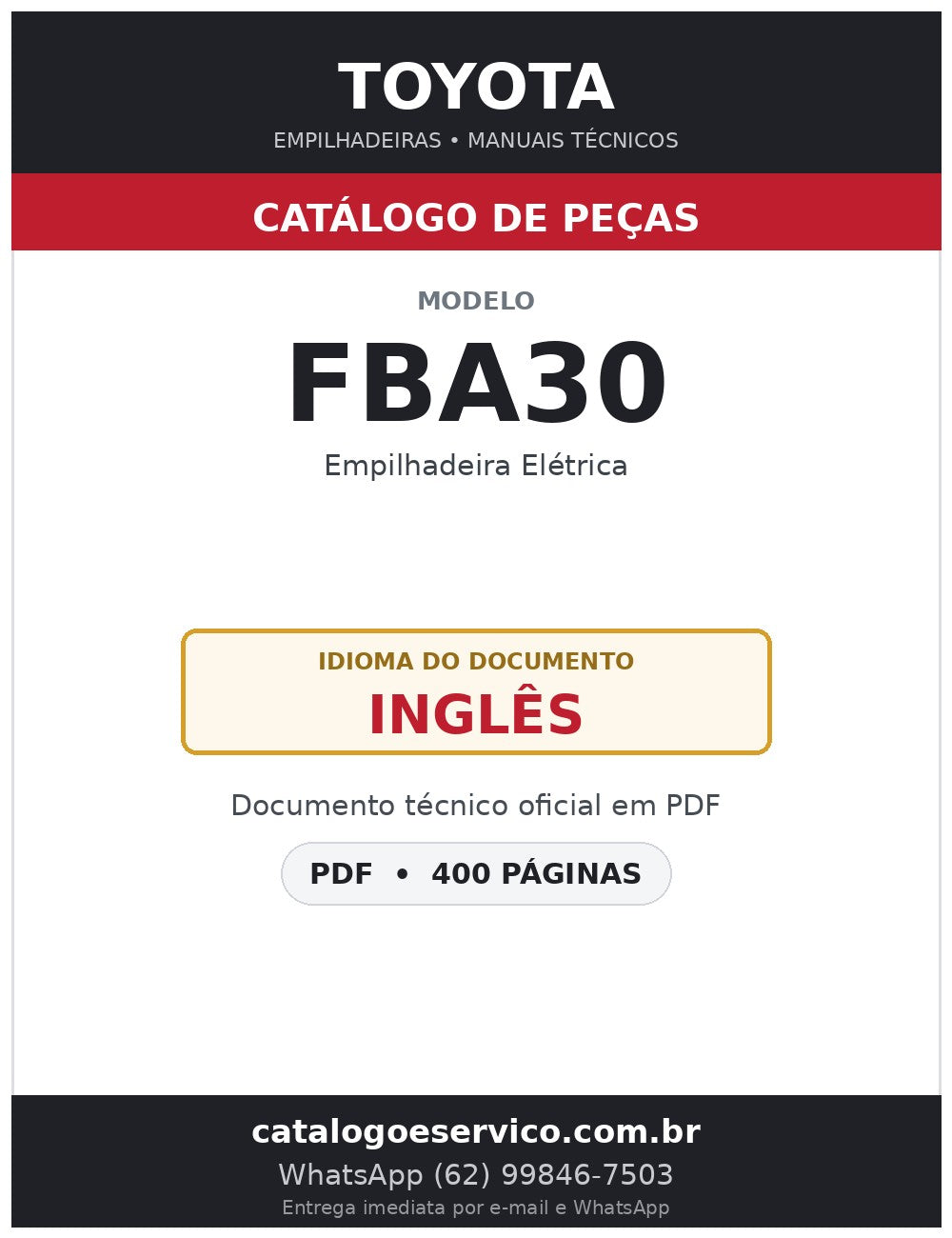 Catálogo de Peças Toyota FBA30 Empilhadeira Elétrica