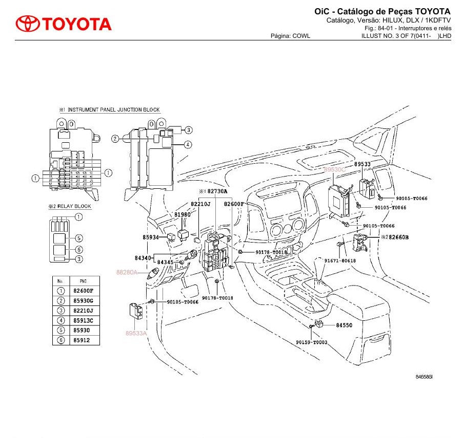 Catálogo de Peças Toyota Hilux — Picape (1KD/2KD-FTV, 1GR-FE) - página 3