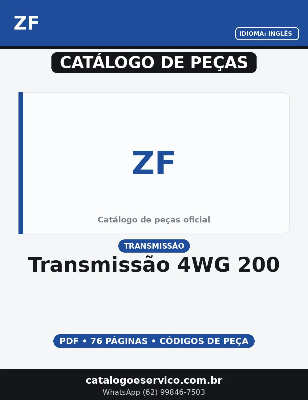 CATÁLOGO DE PEÇAS TRANSMISSÃO - 4WG 200 - ZF — capa do catálogo de peças