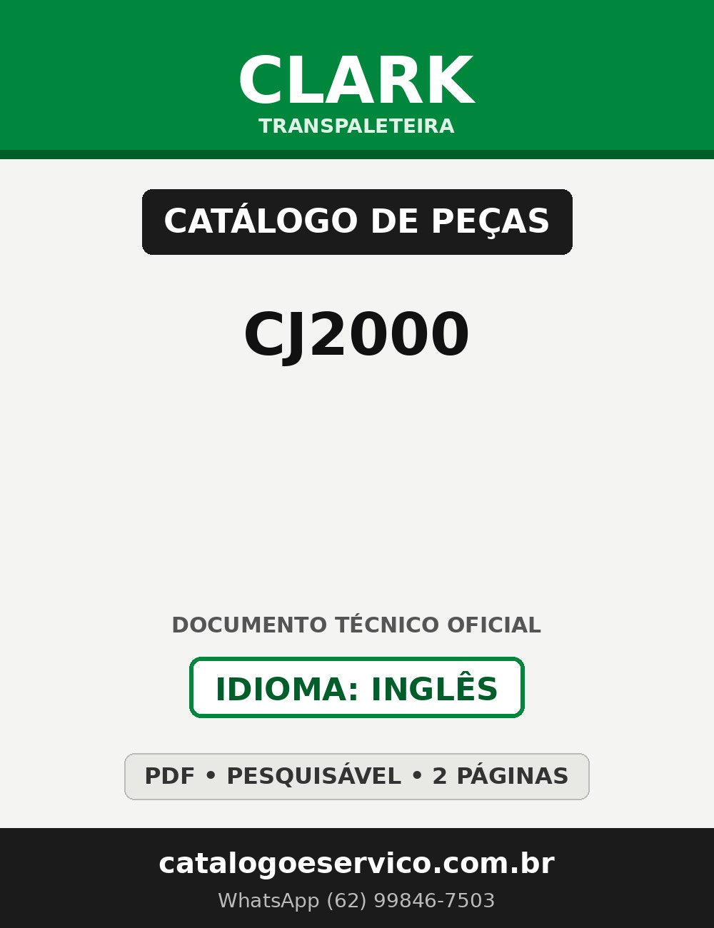 Catálogo de Peças Transpaleteira Clark CJ2000