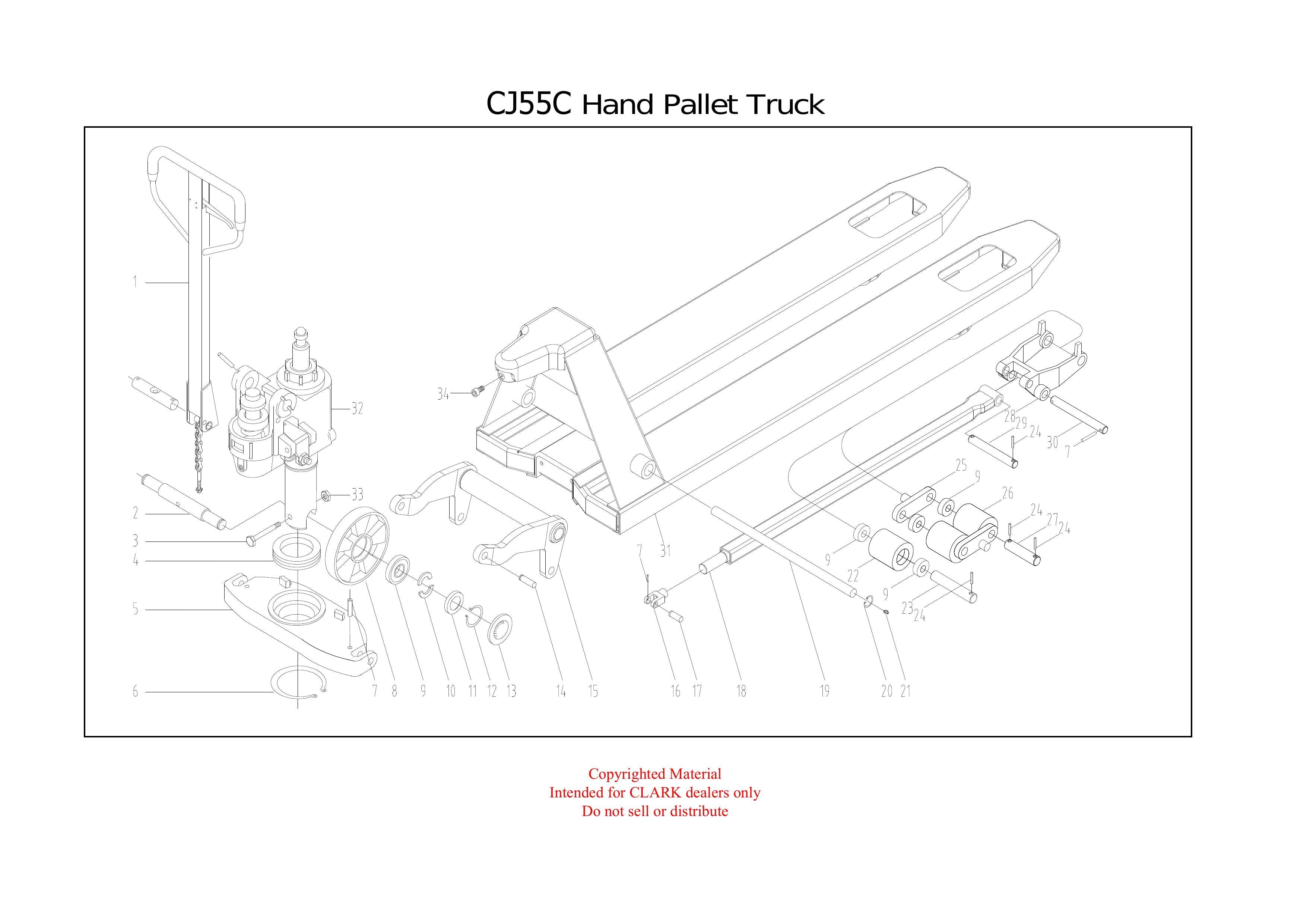 Catálogo de Peças Transpaleteira Clark CJ55C - página interna