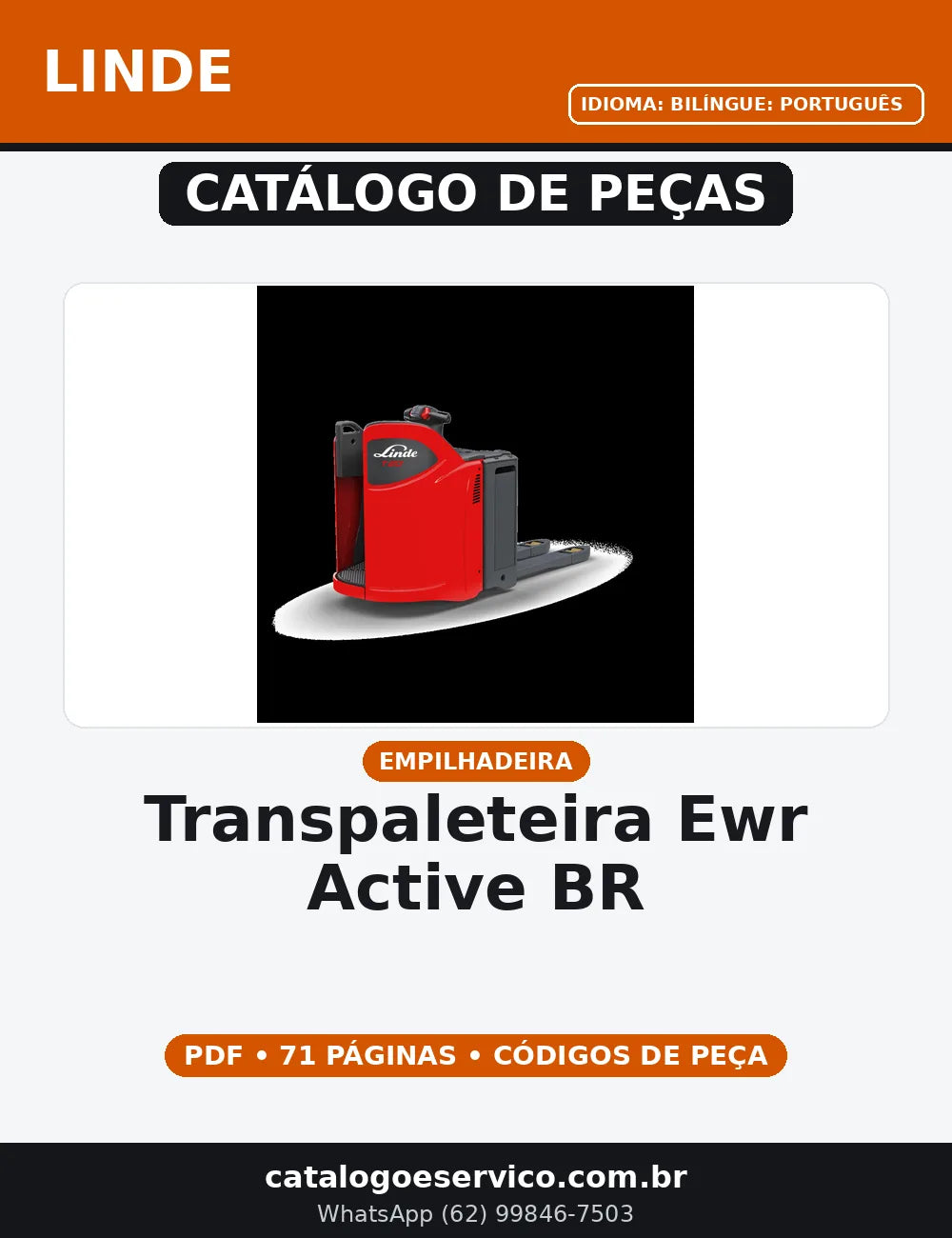 CATALOGO DE PEÇAS TRANSPALETEIRA - EWR ACTIVE BR LINDE — capa do catálogo de peças