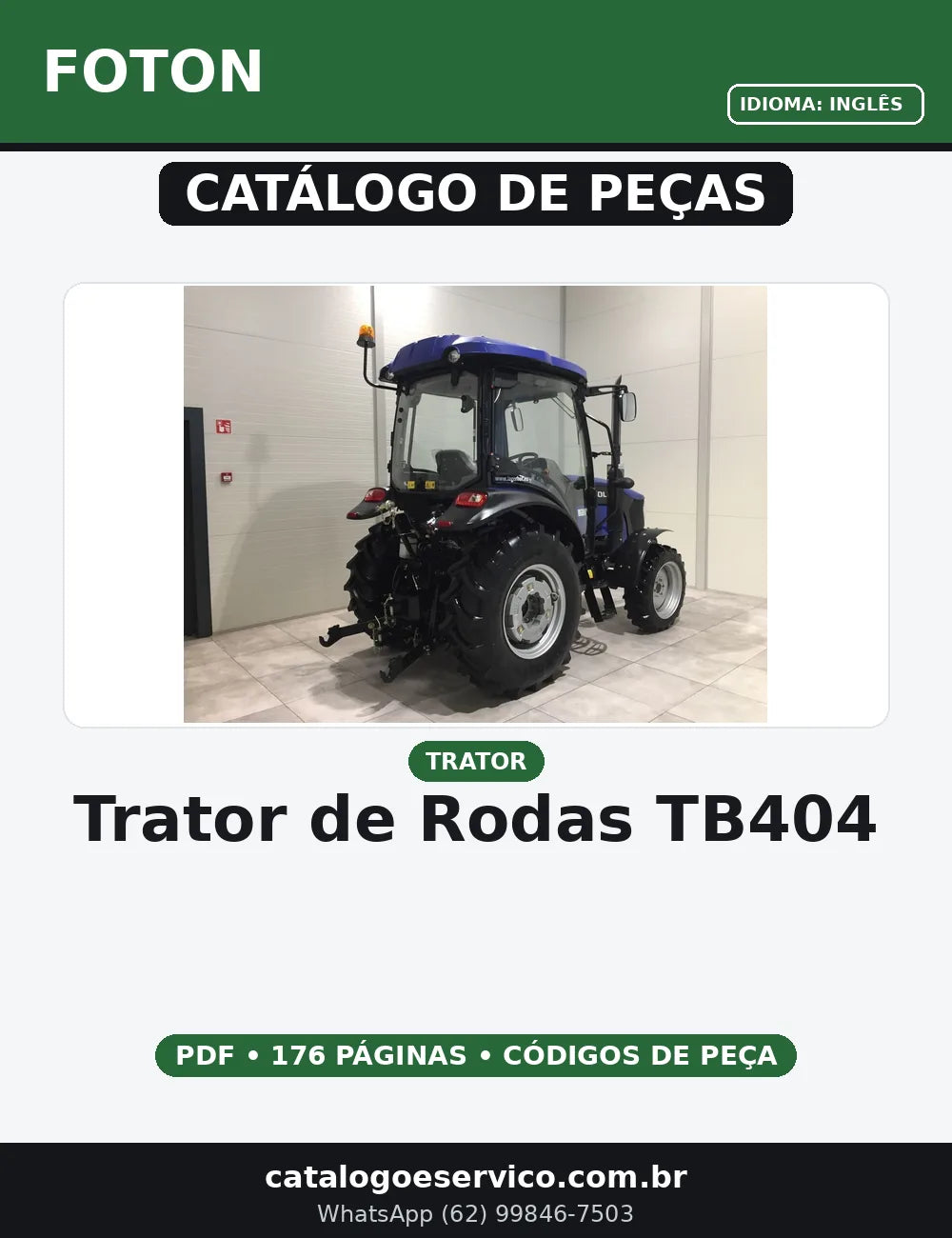 CATALOGO DE PEÇAS TRATOR DE RODAS - TB404 FOTON — capa do catálogo de peças