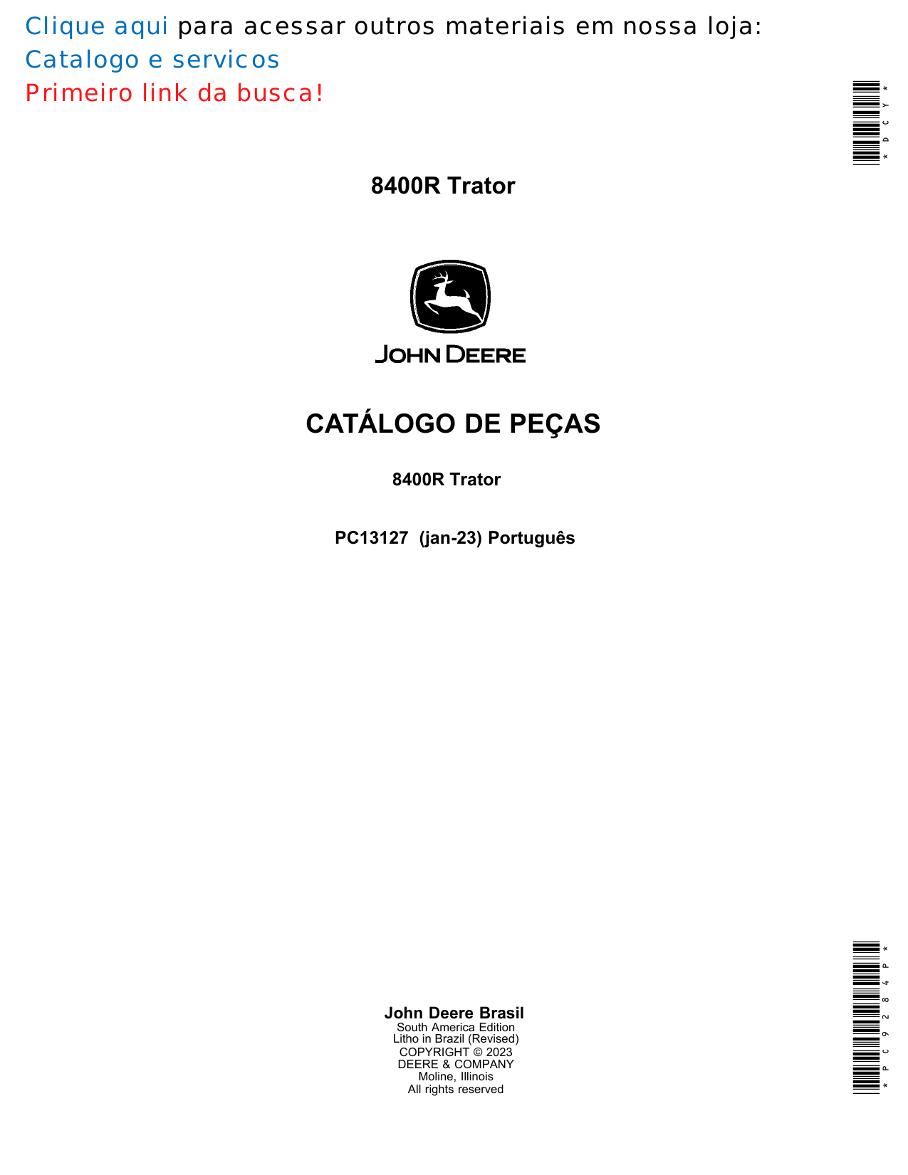 Catálogo de Peças Trator John Deere 8400R