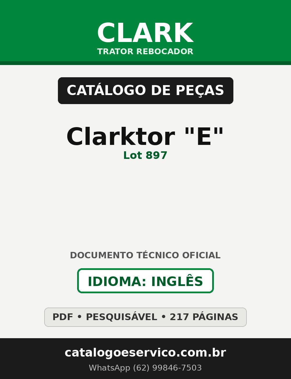 Catálogo de Peças Trator Rebocador Clark Clarktor "E" (Lot 897)