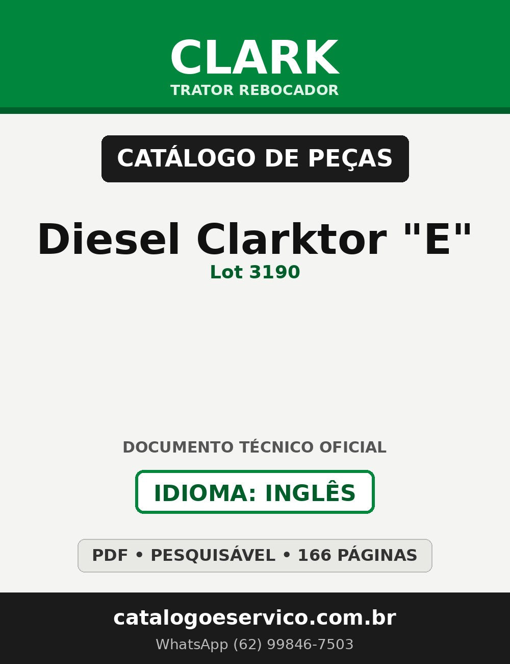 Catálogo de Peças Trator Rebocador Clark Diesel Clarktor "E" (Lot 3190)