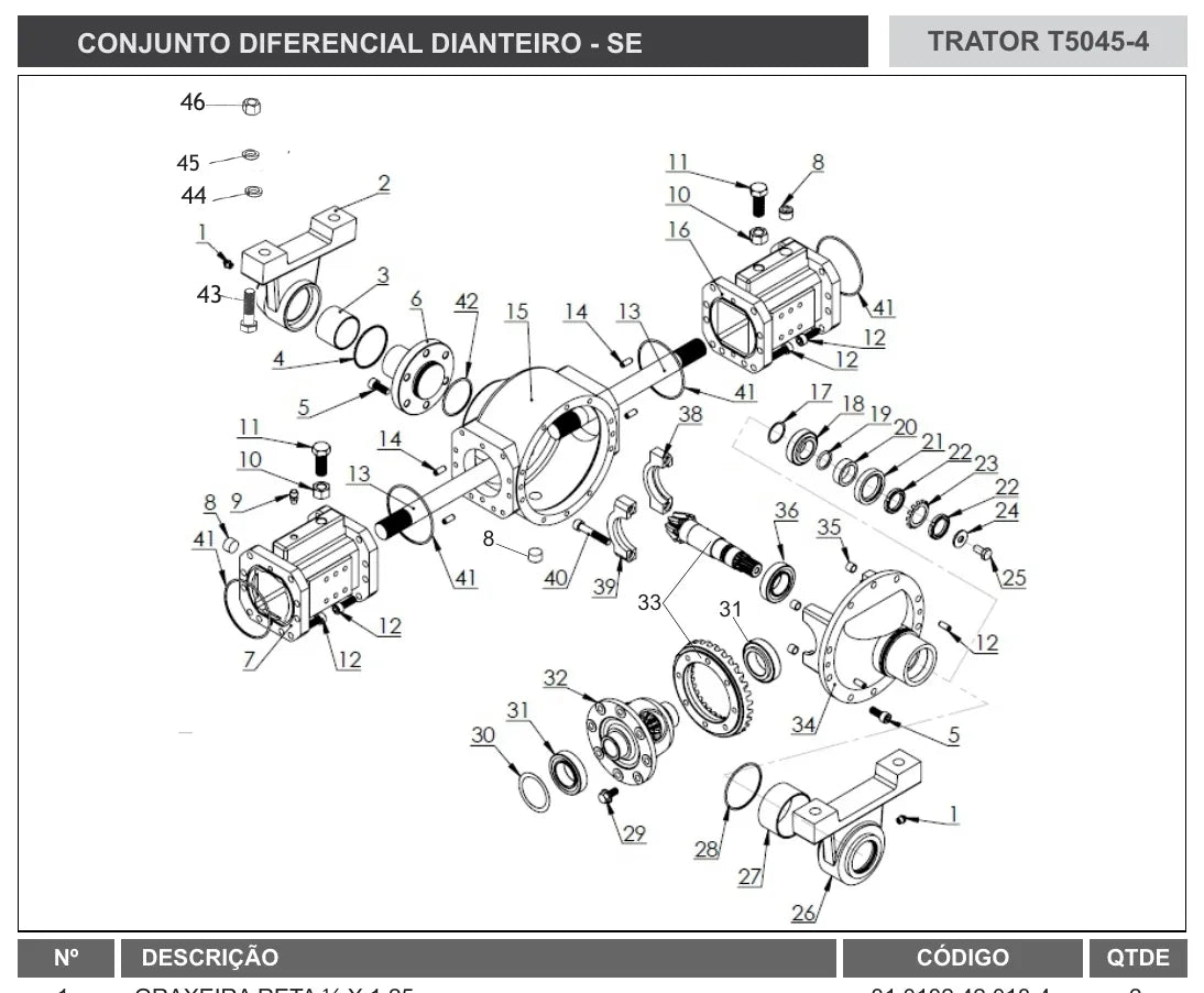 Detalhe de conjunto do Catálogo de Peças Tramontini Tramontini T5045-4 com as referências de fábrica