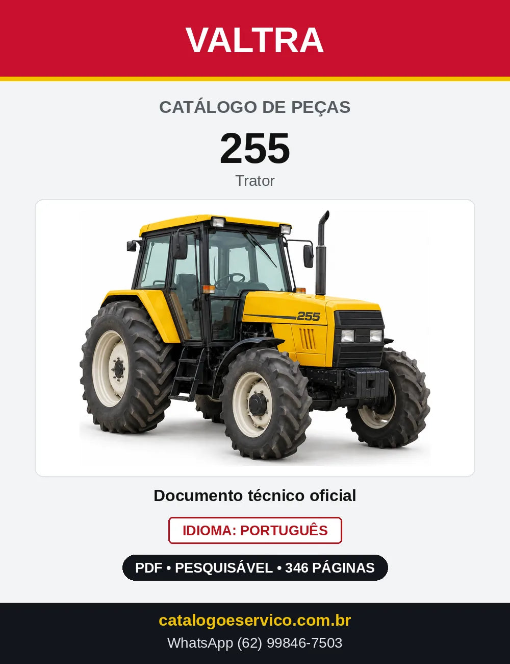 Capa do Catálogo de Peças Valtra 255 — Trator