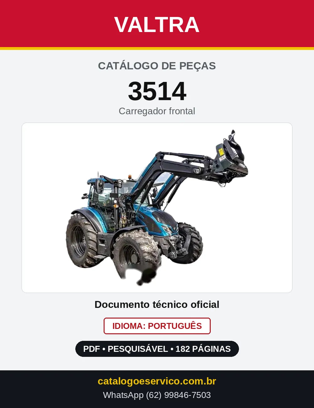 Capa do Catálogo de Peças Valtra 3514 — Carregador frontal