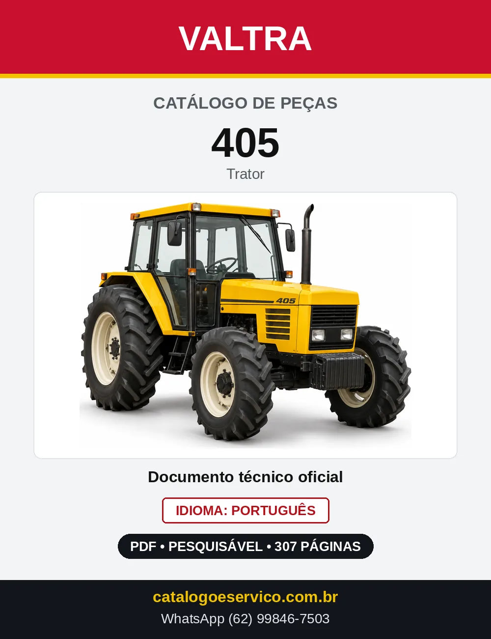 Capa do Catálogo de Peças Valtra 405 — Trator