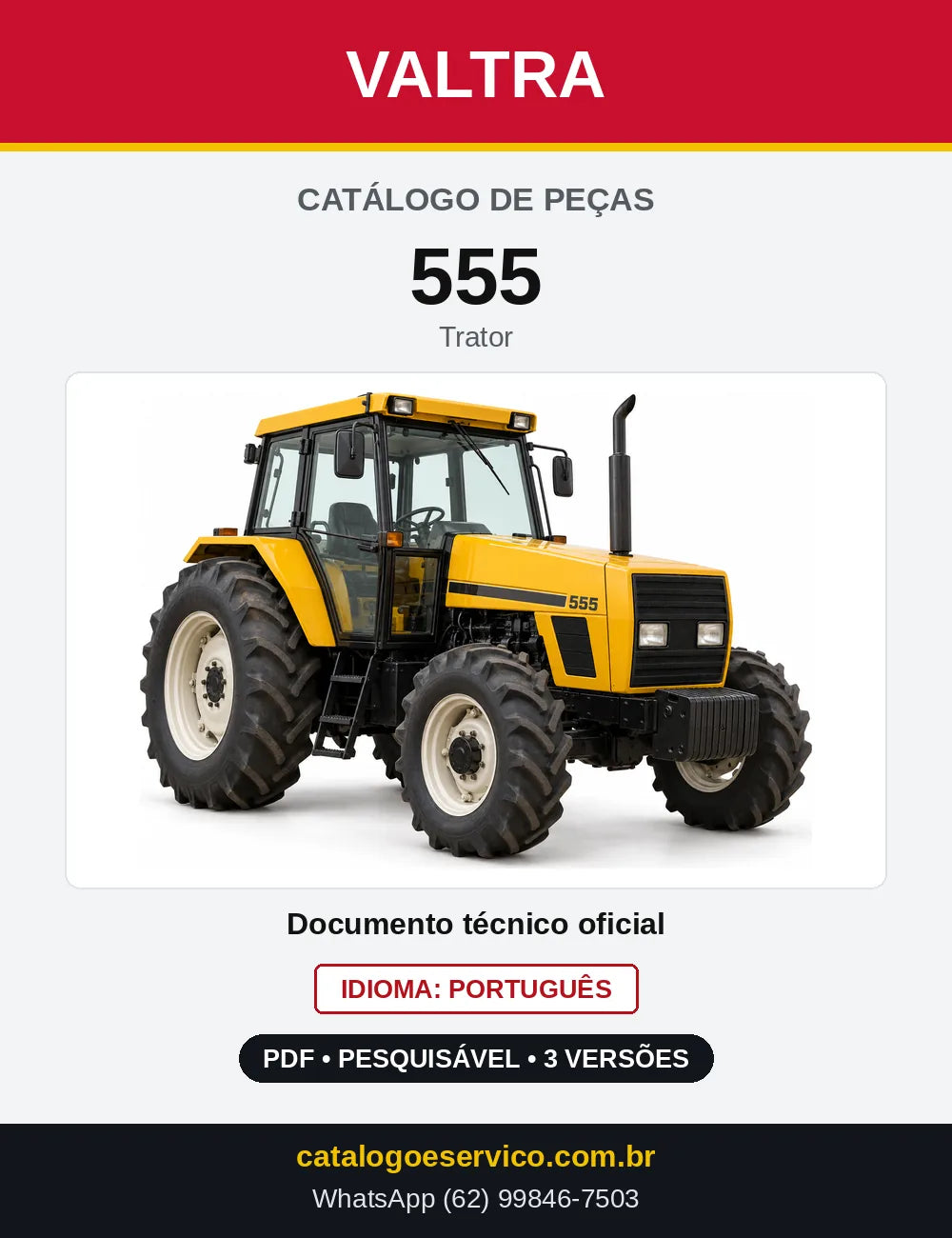 Capa do Catálogo de Peças Valtra 555 — Trator