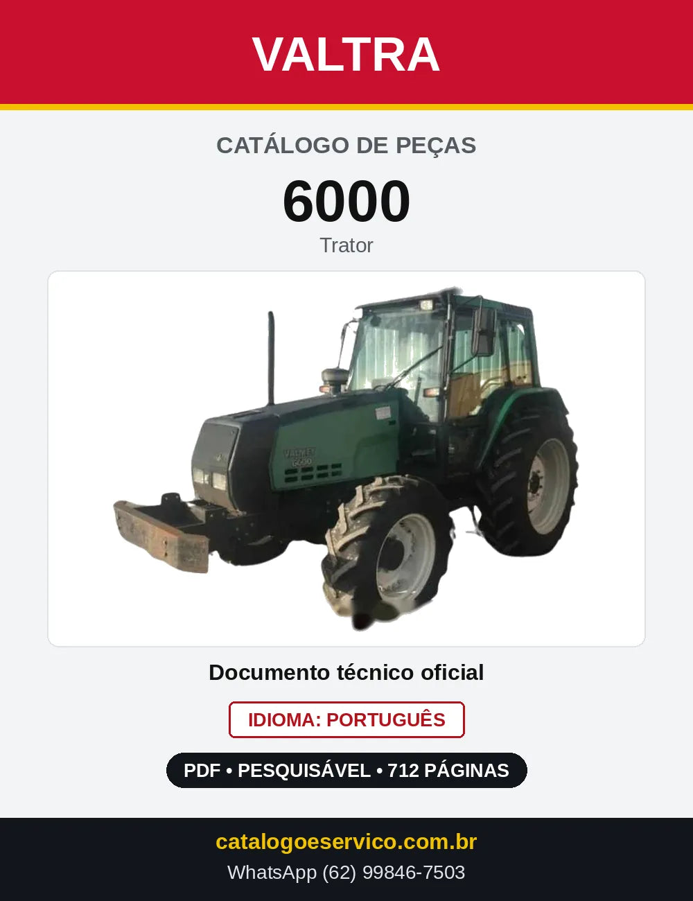 Capa do Catálogo de Peças Valtra 6000 — Trator