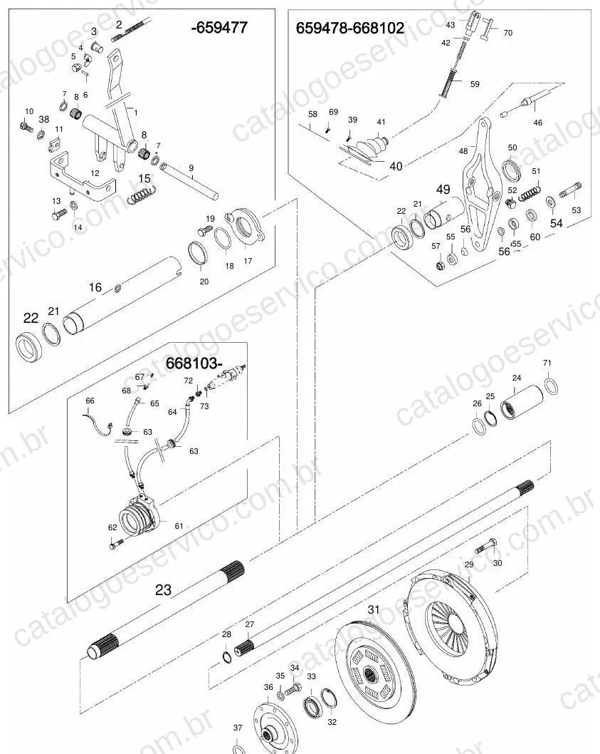 Vista explodida do Catálogo de Peças Valtra 6200 e 6200LS — exemplo 2
