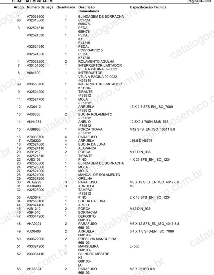 Vista explodida do Catálogo de Peças Valtra 6900 — exemplo 4
