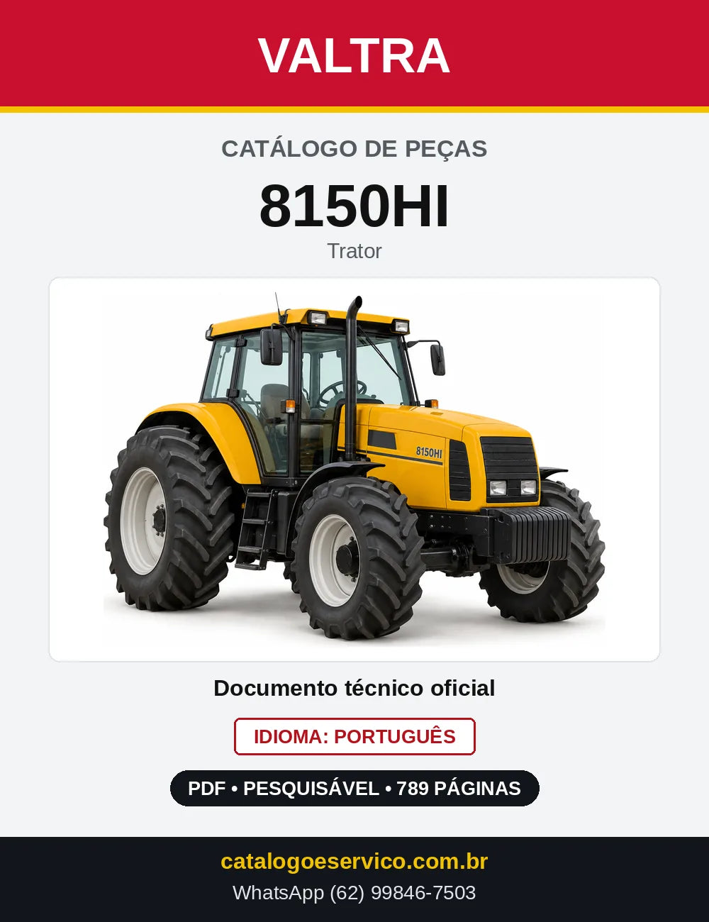 Capa do Catálogo de Peças Valtra 8150HI — Trator