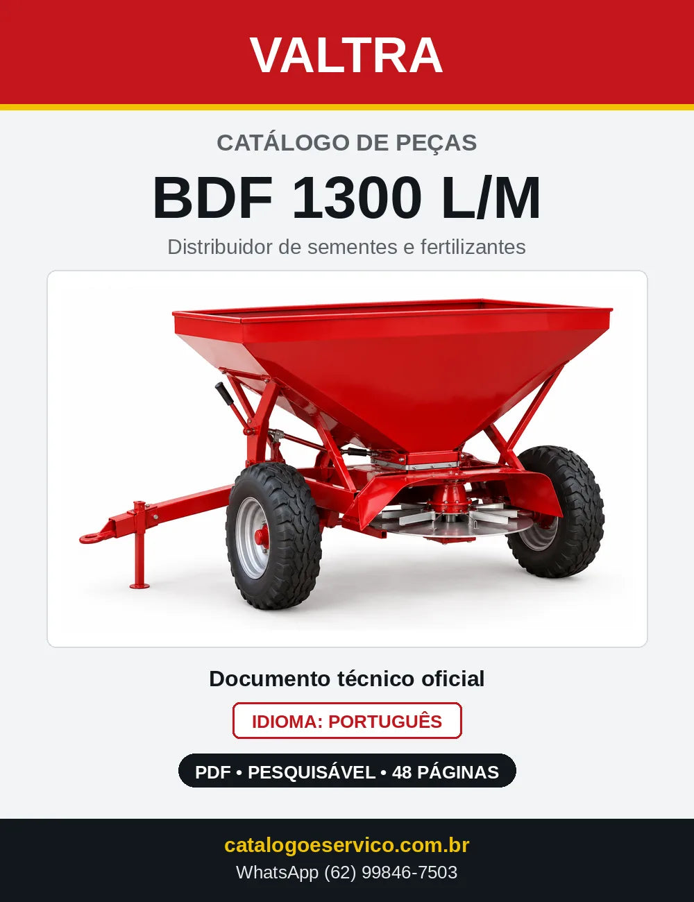 Capa do catálogo de peças Valtra BDF 1300 L/M em PDF
