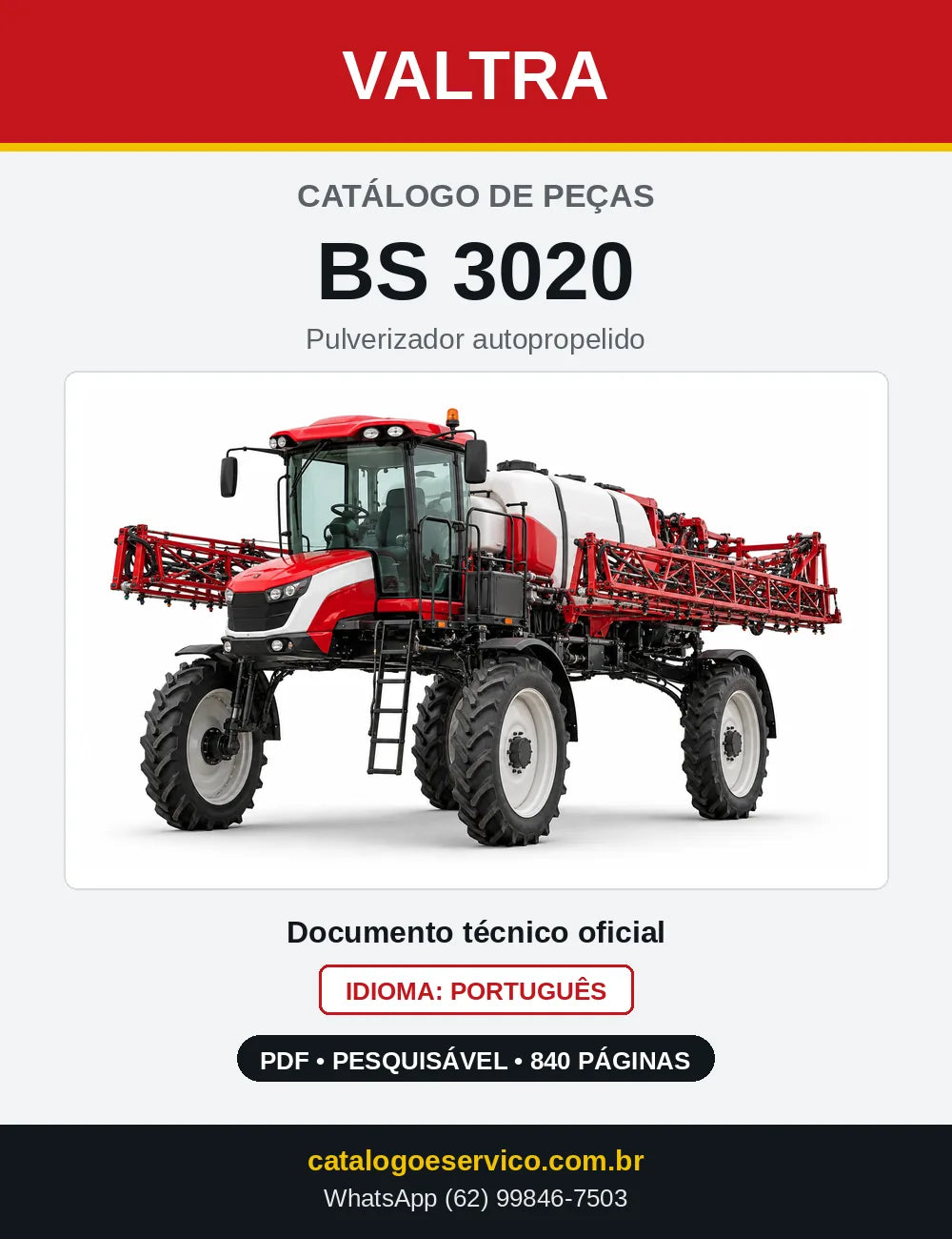 Capa do catálogo de peças Valtra BS 3020 em PDF