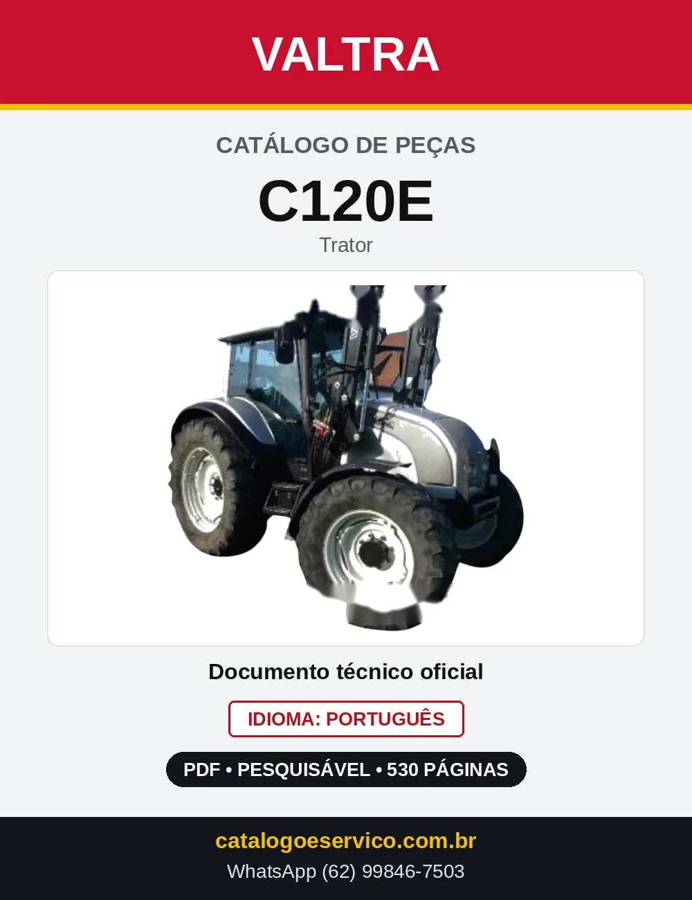 Capa do Catálogo de Peças Valtra C120E — Trator