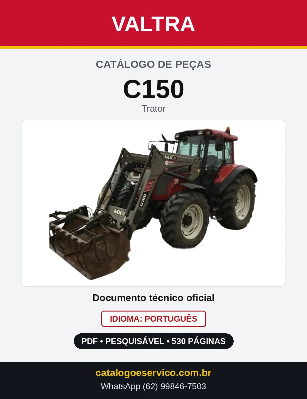 Capa do Catálogo de Peças Valtra C150 — Trator