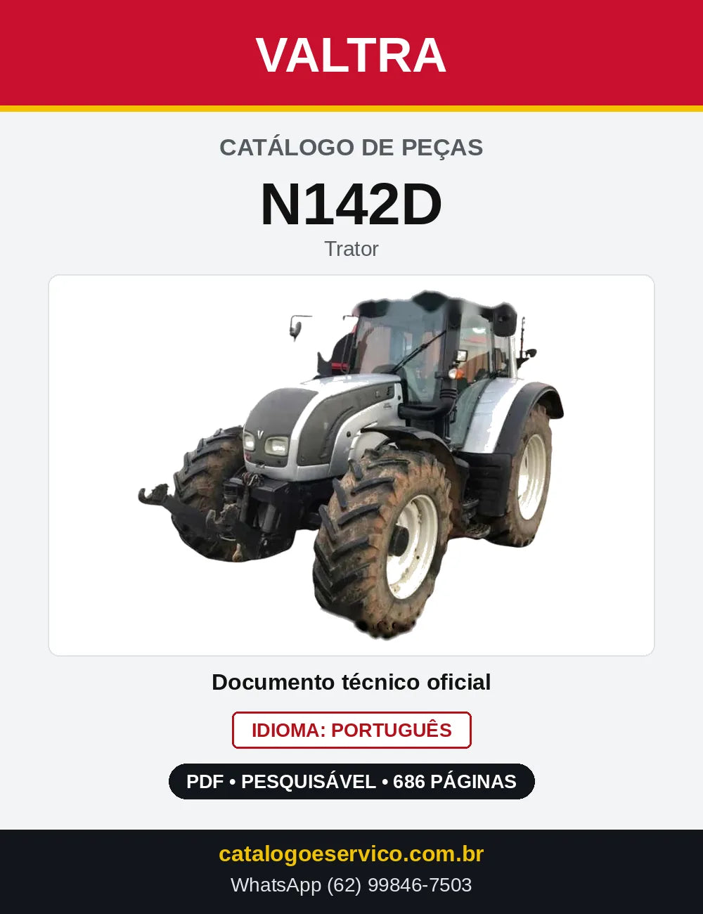 Capa do Catálogo de Peças Valtra N142D — Trator